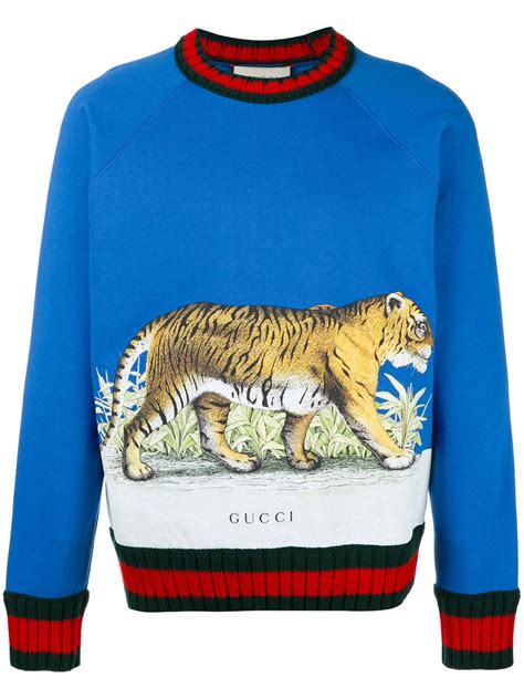 blue gucci tiger sweater|Gucci tiger hoodie.